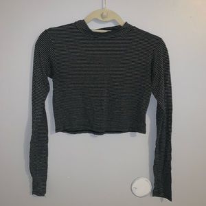 Black and Grey Striped Crop Top